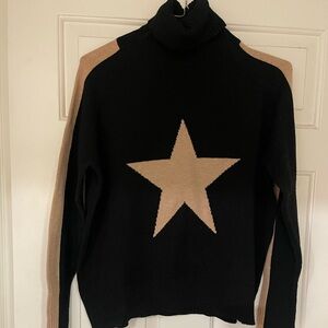 Black Turtleneck Sweater with tan Star! XL